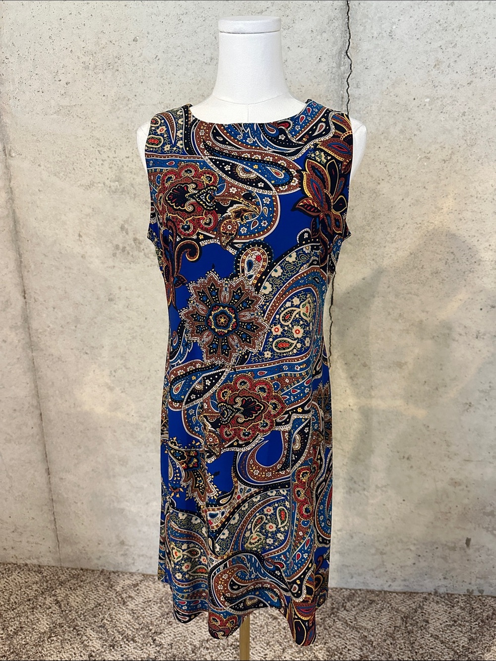 Tommy Hilfiger Blue Paisley Dress Sleeveless Boho Summer Size M